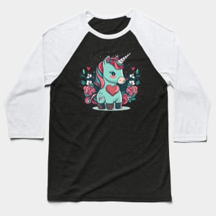 Valentines Unicorn Love Baseball T-Shirt